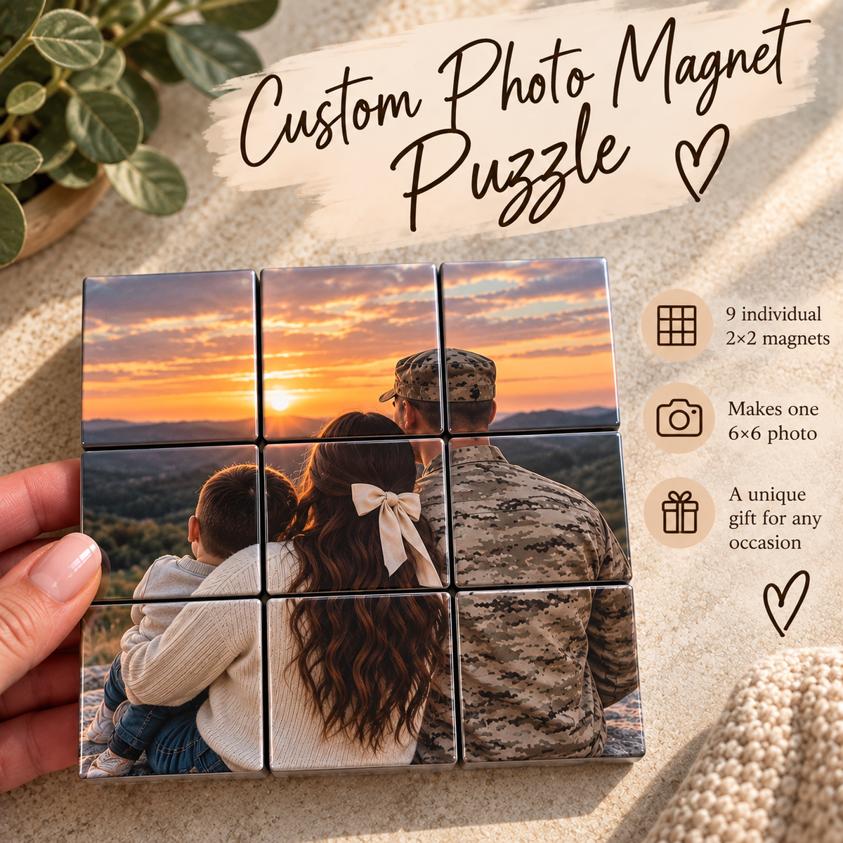 2×2” Custom Photo Magnet Puzzle | Set of 9