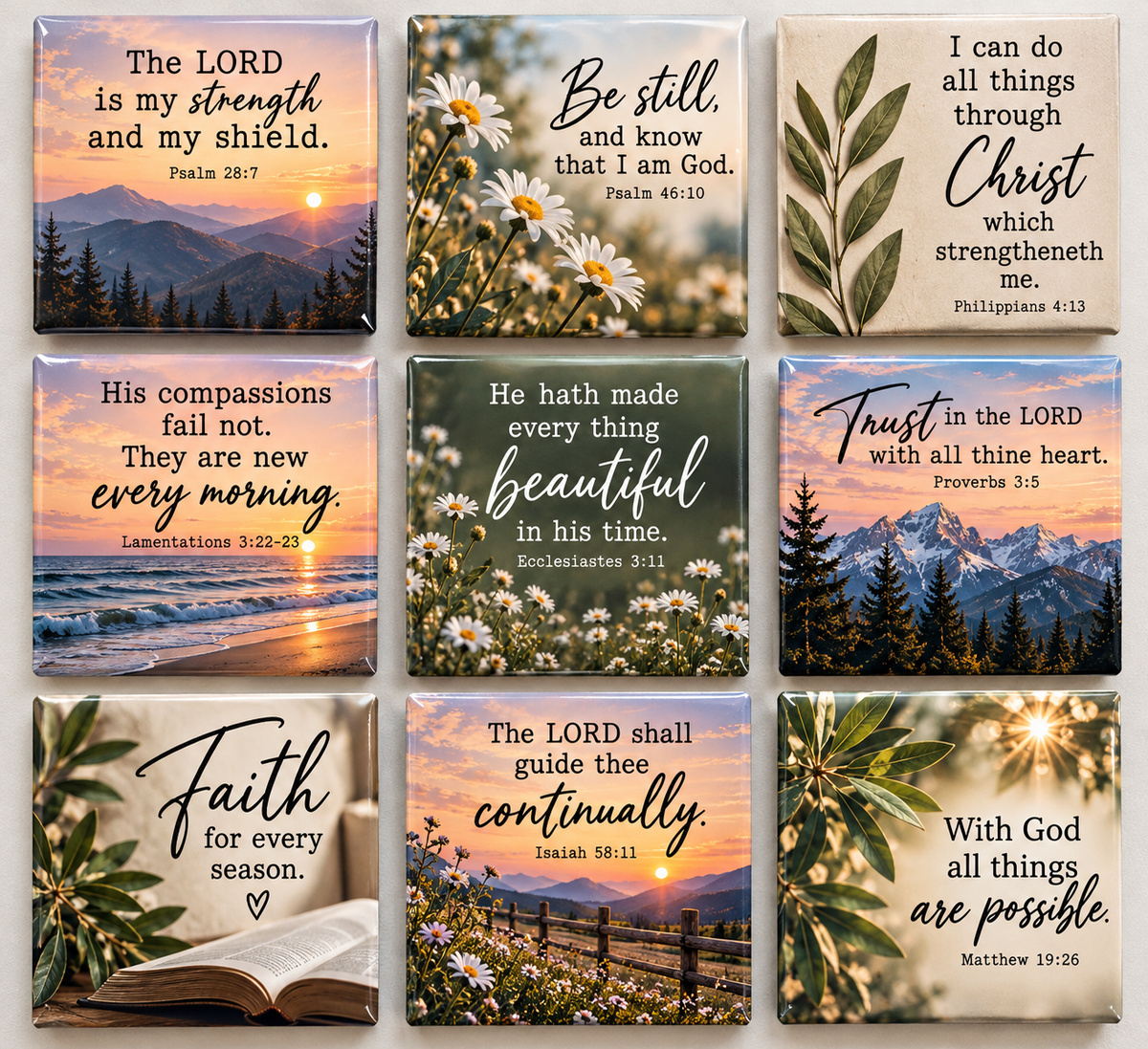 2x2” Faith & Encouragement Magnet Set | Set of 9